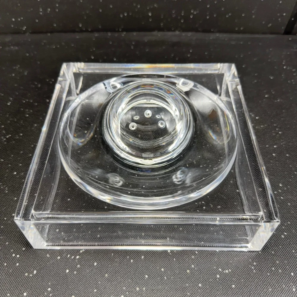 Vintage Italian Thick Acrylic Square Ash Holder Catchall Clear Lucite Italy VTG